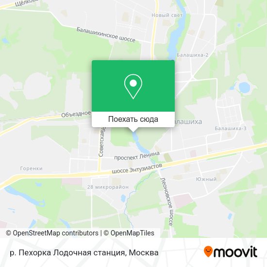 Карта р. Пехорка Лодочная станция