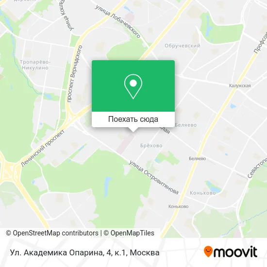 Карта Ул. Академика Опарина, 4, к.1