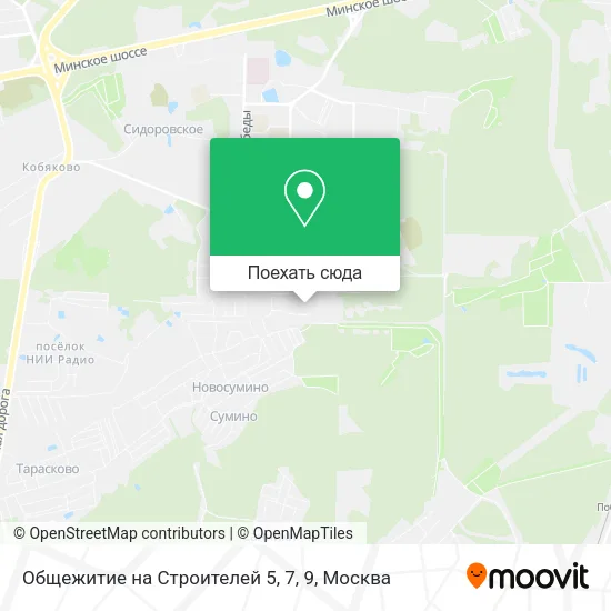 Карта Общежитие на Строителей 5, 7, 9