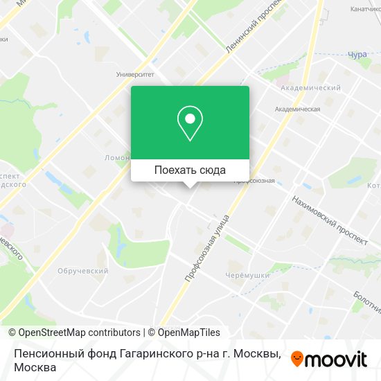 Карта Пенсионный фонд Гагаринского р-на г. Москвы