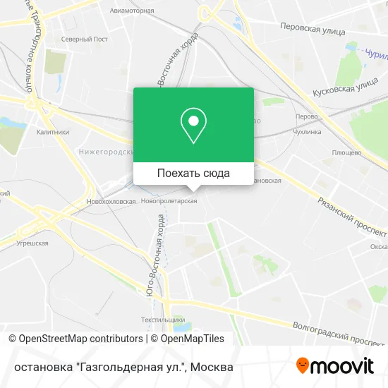 Карта остановка "Газгольдерная ул."