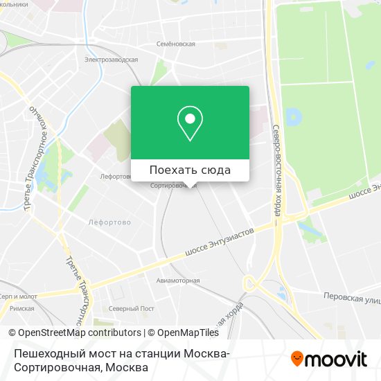 Карта Пешеходный мост на станции Москва-Сортировочная