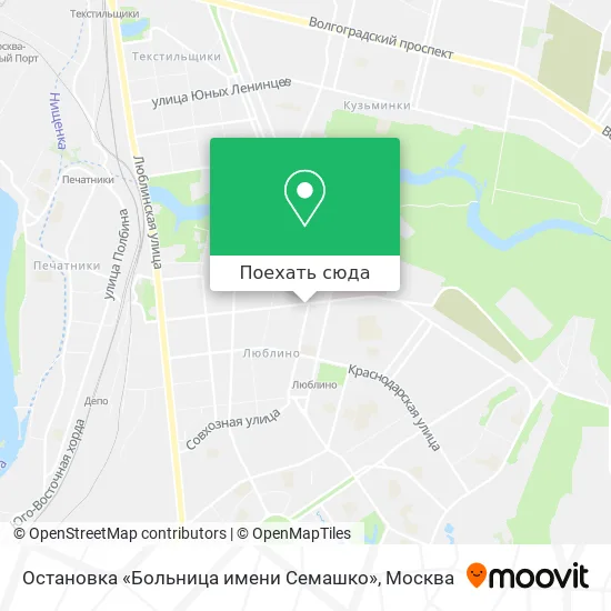 Карта Остановка «Больница имени Семашко»