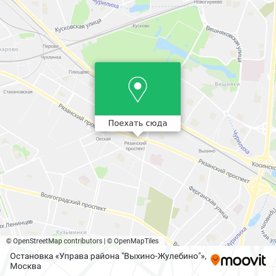 Карта Остановка «Управа района "Выхино-Жулебино"»