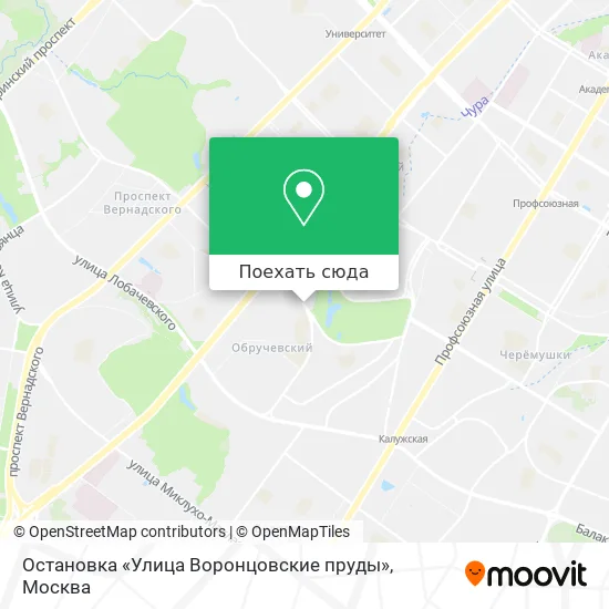 Карта Остановка «Улица Воронцовские пруды»