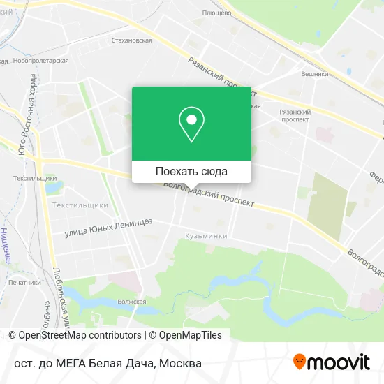 Карта ост. до МЕГА Белая Дача