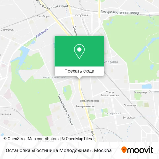 Карта Остановка «Гостиница Молодёжная»