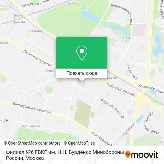 Карта Филиал №6 ГВКГ им. Н.Н. Бурденко Минобороны России
