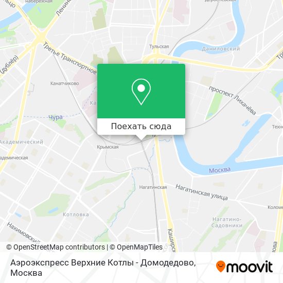 Карта Аэроэкспресс Верхние Котлы - Домодедово