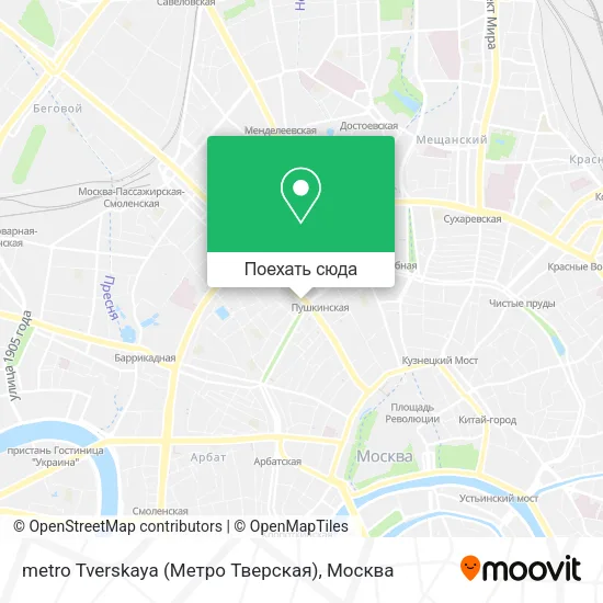 Карта metro Tverskaya (Метро Тверская)