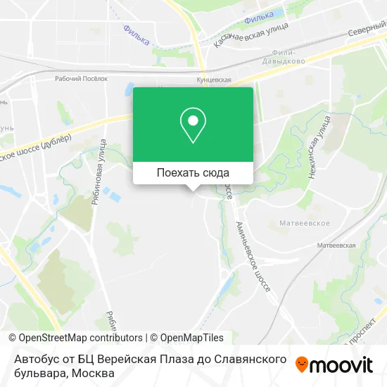 Карта Автобус от БЦ Верейская Плаза до Славянского бульвара