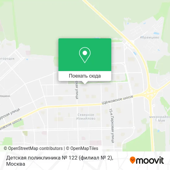 Карта Детская поликлиника № 122 (филиал № 2)