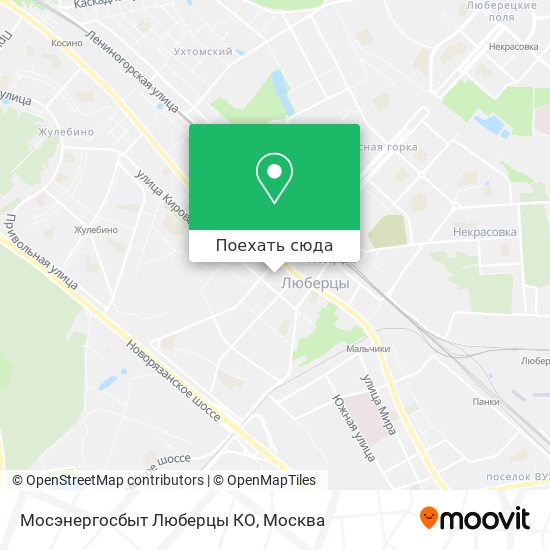 Карта Мосэнергосбыт Люберцы КО