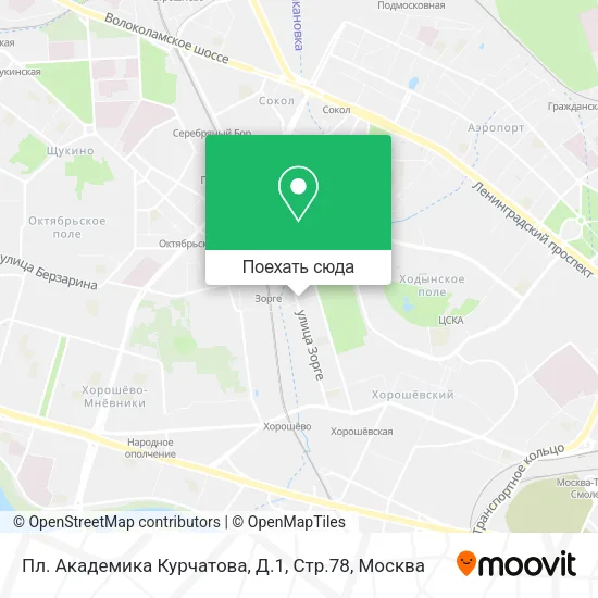 Карта Пл. Академика Курчатова, Д.1, Стр.78