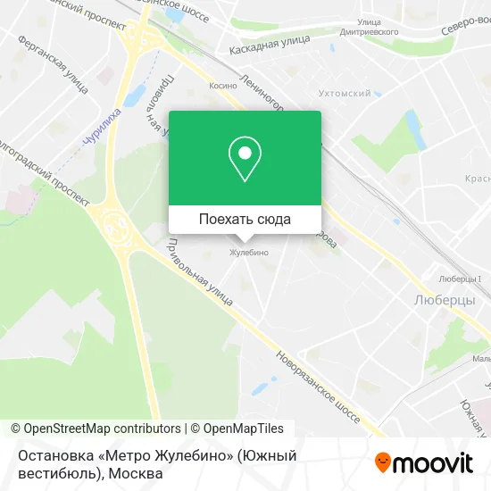 Карта Остановка «Метро Жулебино» (Южный вестибюль)