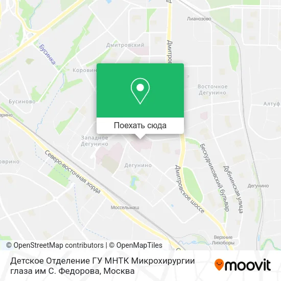 Карта Детское Отделение ГУ МНТК Микрохирургии глаза им С. Федорова