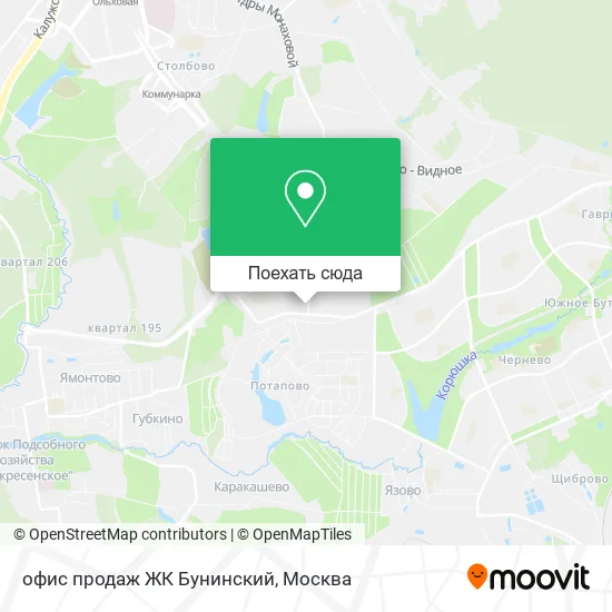 Карта офис продаж ЖК Бунинский