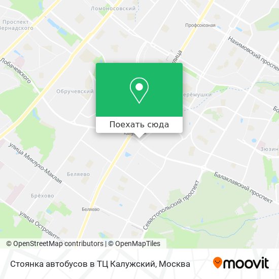 Карта Стоянка автобусов в ТЦ Калужский