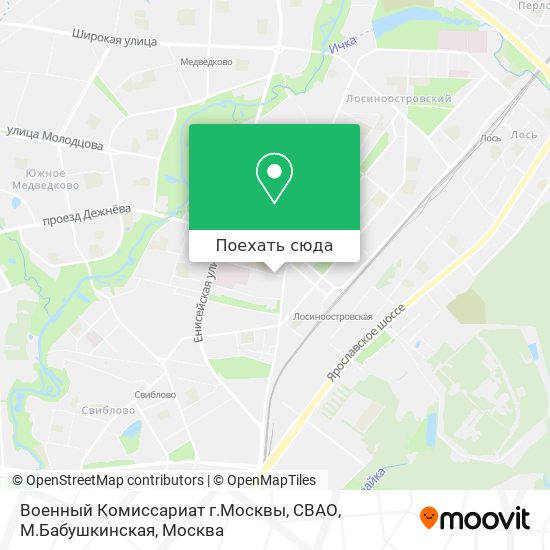 Карта Военный Комиссариат г.Москвы, СВАО, М.Бабушкинская