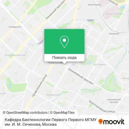 Карта Кафедра Биотехнологии Первого Первого МГМУ им. И. М. Сеченова