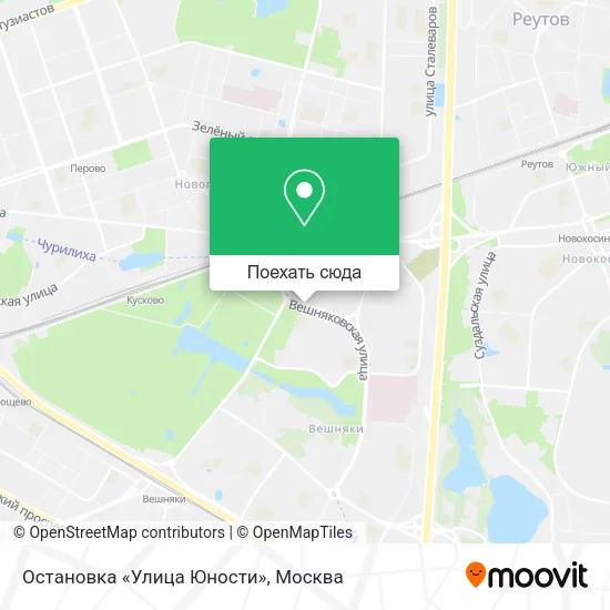 Карта Остановка «Улица Юности»