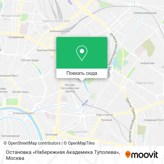 Карта Остановка «Набережная Академика Туполева»