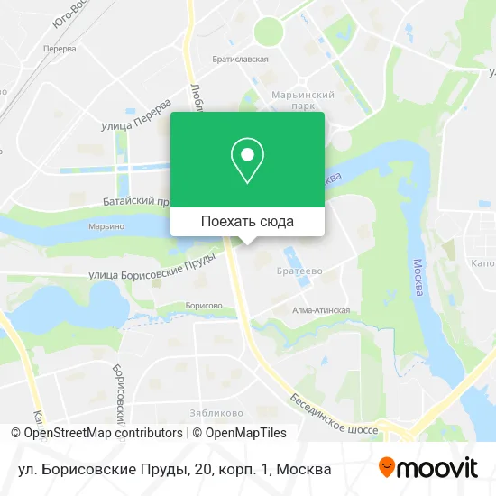 Карта ул. Борисовские Пруды, 20, корп. 1