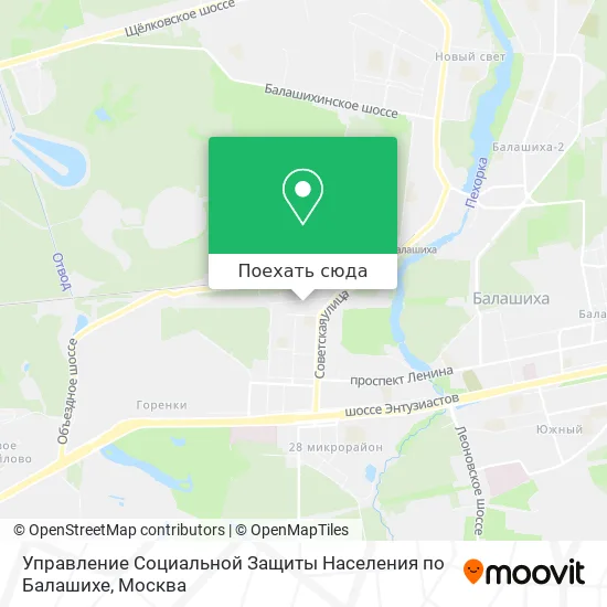 Карта Управление Социальной Защиты Населения по Балашихе