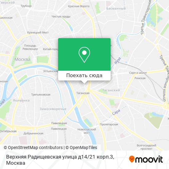 Карта Верхняя Радищевская улица д14 / 21 корп.3
