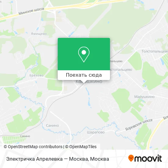 Карта Электричка Апрелевка — Москва