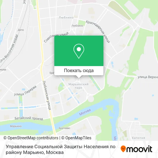 Карта Управление Социальной Защиты Населения по району Марьино