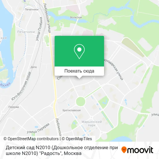 Карта Детский сад N2010 (Дошкольное отделение при школе N2010) "Радость"