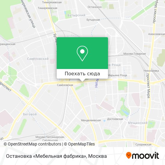 Карта Остановка «Мебельная фабрика»