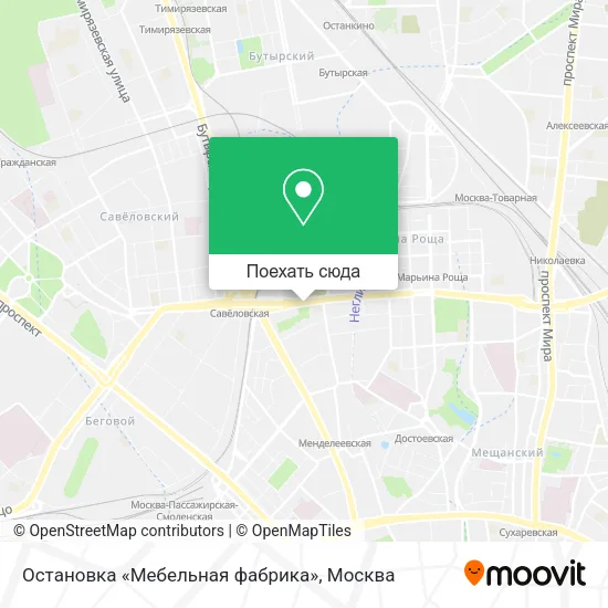 Карта Остановка «Мебельная фабрика»