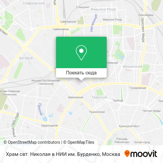 Карта Храм свт. Николая в НИИ им. Бурденко