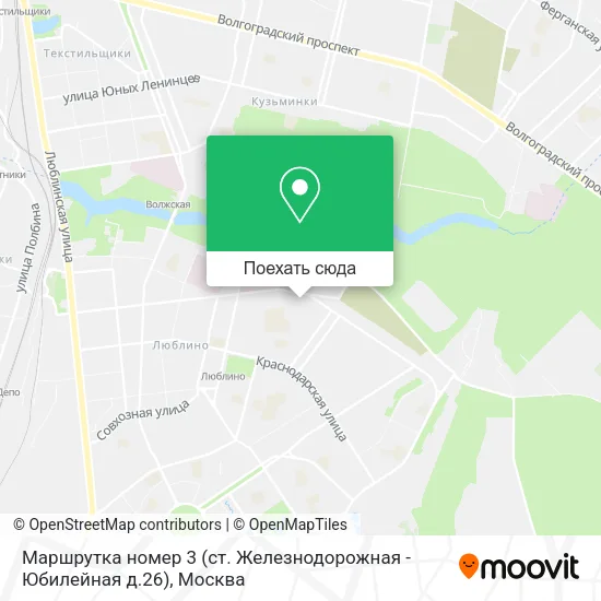 Карта Маршрутка номер 3 (ст. Железнодорожная - Юбилейная д.26)