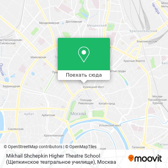 Карта Mikhail Shchepkin Higher Theatre School (Щепкинское театральное училище)