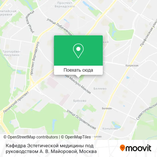 Карта Кафедра Эстетической медицины под руководством А. В. Майоровой