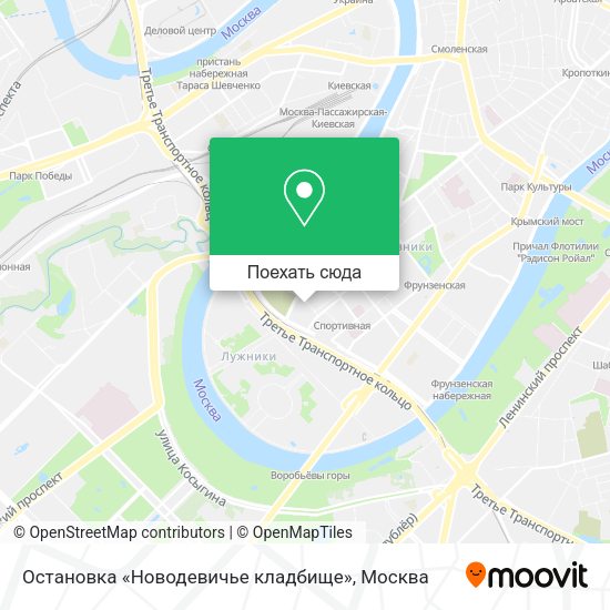 Карта Остановка «Новодевичье кладбище»