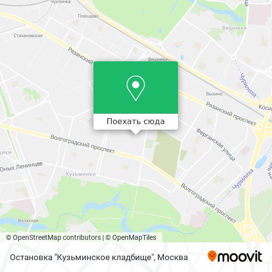 Карта Остановка "Кузьминское кладбище"