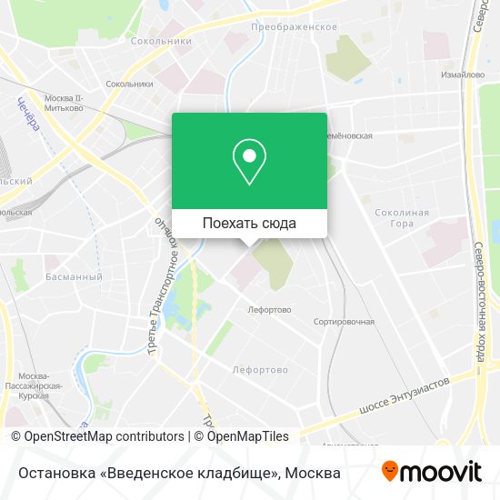 Карта Остановка «Введенское кладбище»