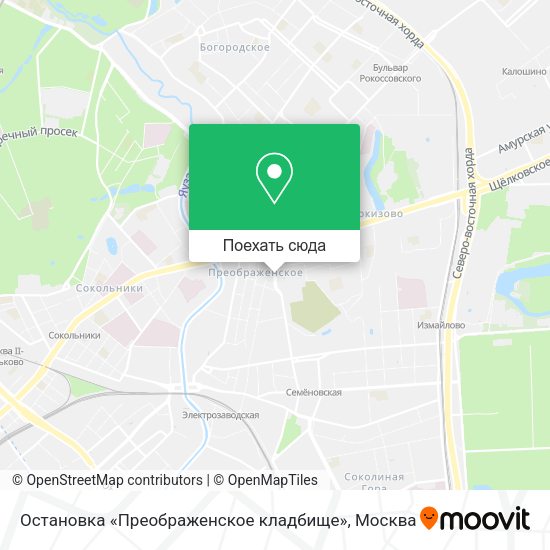 Карта Остановка «Преображенское кладбище»
