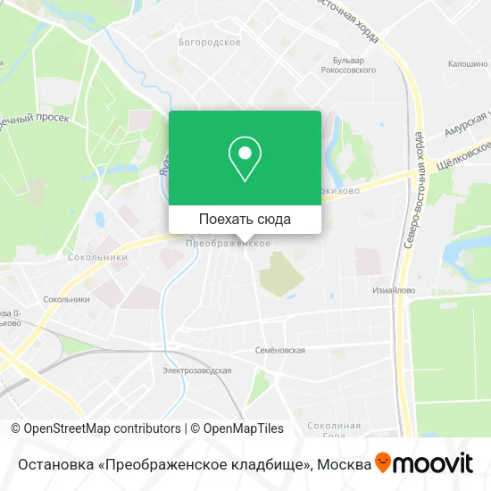 Карта Остановка «Преображенское кладбище»