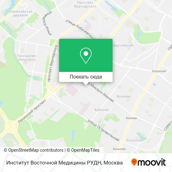 Карта Институт Восточной Медицины РУДН