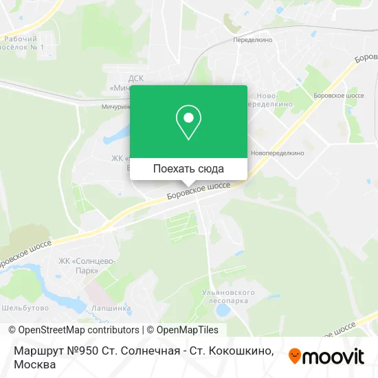 Карта Маршрут №950 Ст. Солнечная - Ст. Кокошкино