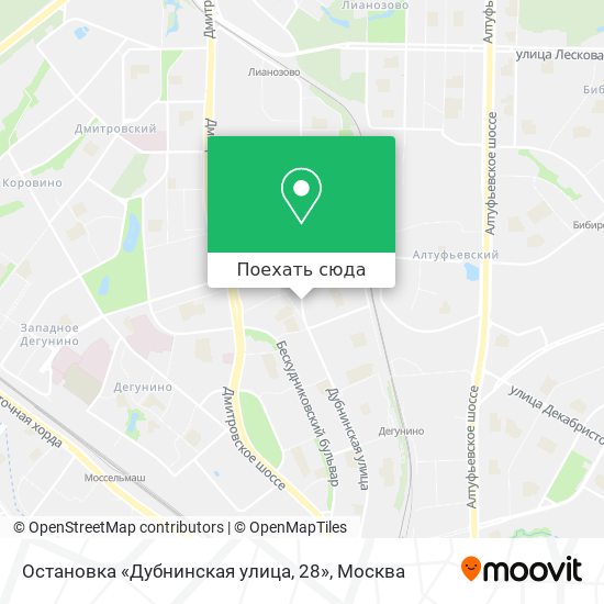 Карта Остановка «Дубнинская улица, 28»