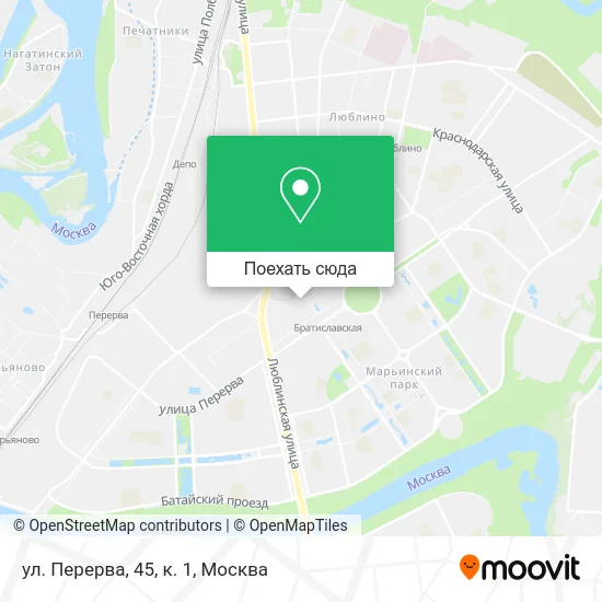 Карта ул. Перерва, 45, к. 1