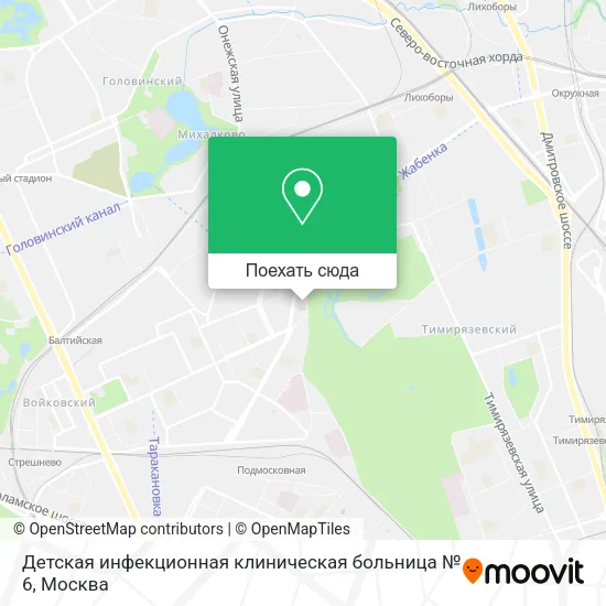 Карта Детская инфекционная клиническая больница № 6