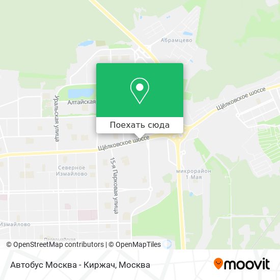 Карта Автобус Москва - Киржач