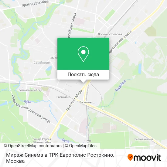 Карта Мираж Синема в ТРК Европолис Ростокино